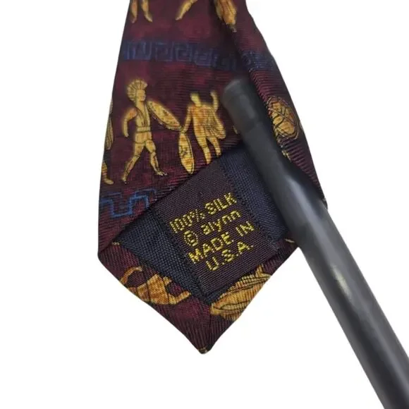 Alynn Neckwear Men's Necktie Ancient Greek Warriors All Silk Tie Made In USA